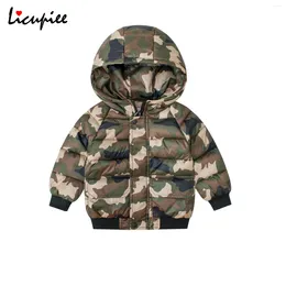 Down Coat Kids Thick Parkas Winter Coats Children Thickened Hooded Army Green Camouflage Printing For Boys And Girls 1-9 Years