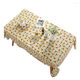 Table Cloth Bohemian Rectangular Fresh Sunflower Printed Floral Linen Cotton Fringe Home Tablecloth Coffee