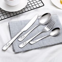 Customized fork spoon knife set dinner software Utensil party wedding gift for his girlfriend wife tableware stainless steel carving 240520