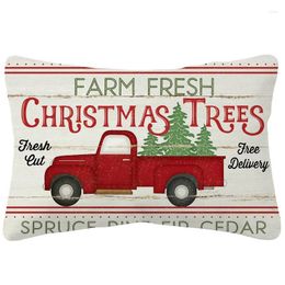 Pillow Vintage Truck Farm Fresh Christmas Trees Covers Labrador Retrievers Holiday Print Decor Lumbar Case 30x50cm