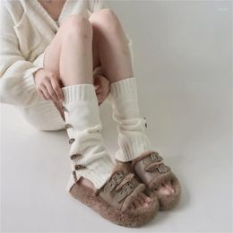 Women Socks Winter Fall Knit Flared Leg Warmer Horn Toggle Buttons Slouch Cover