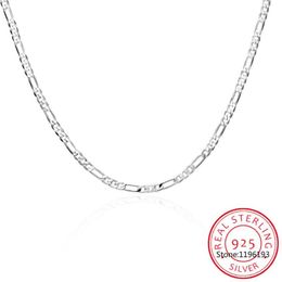 8 Sizes Available Real 925 Sterling Silver 4mm Figaro Chain Necklace Womens Mens Kids 40 45 50 60 75cm Jewellery Kolye Collares 235t