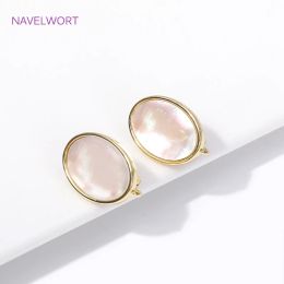 Natural Shell Earring Clasp Hooks 18K Gold Plated/Rhodium Oval Leverback Earring Clasps Fasteners DIY Earring Making Accessories