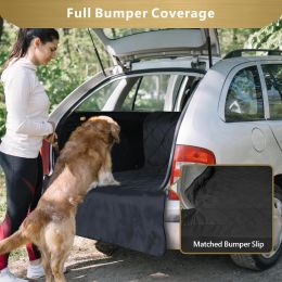 Waterproof Pet Cargo Cover with Side Flap Protector Dog Seat Cover for SUVs Sedans Vans with Bumper Flap Non-Slip Universal Fit