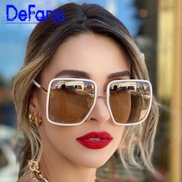 Sunglasses Female Oversized White Brown Shades For Women Big Square Sun Glasses Ladies Fashion Brand Deisgner Eyewear UV400 219m