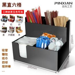 Storage Bags Wholesale Paper Towel Box Coffee Milk Tea Shop Bar Straw Love Plug Straight Six-Compartment Rack