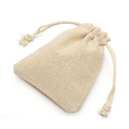 50Pcs Small Bag Natural Linen Pouch Drawstring Burlap Jute Sack With Drawstring Gift Bag 2524