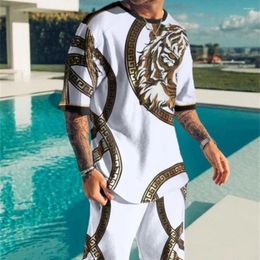 Men's Tracksuits 2024 Gorgeous Summer Romantic 3D Printed T-Shirt Tracksuit Silhouette Lines Smooth Short Sleeves Clean And Free