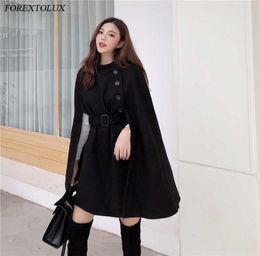 Woollen Shawl Cape Poncho Jacket Women Elegant High Quality Caramel Outerwear Ladies Solid Large Coat Fall Korean 2110151369149