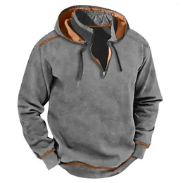 Men's Hoodies Autumn Winter Men Hoodie Zip Stand Collar Hooded Sweatshirts Fashion Drawstring Pullovers Tops Streetwear Clothing