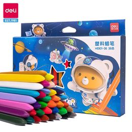 Crayon Crayon Deli 12/24/36 Colored Plastic Crayon Erasable Crayon Washable Colored Pencil Non toxic and Easy to Clean Childrens Painting Gifts WX5.23
