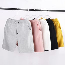2024 Summer Mens Loose Shorts 100 Cotton Soft Knee Length Solid Joggers Short Pants Men Women Casual Gym Sports Trunks 240523
