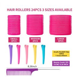 S/M/L Hair Rollers Self Grip Holding Self-Adhesive Air Bangs Curling Roller Hair Clips Comb DIY Hair Curling Tools