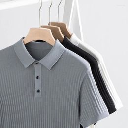 Men's Polos High-quality Polo 2024 Classic Short-sleeve T-shirt Business Casual Stretchable Polo.