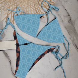 Letters Womens Bikinis Swimsuit Padded Split Halter Swimwear Women Fashion Bathing Suit Sexy Summer Beach Bra Briefs with Label 218U