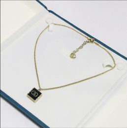 Pendant Necklaces Black leather square chain minimalist necklace, light luxury, fashionable commuting