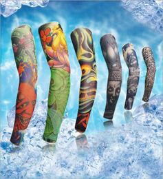 Fashion Nylon Unisex Elastic Temporary Fake Tattoo Sleeves Stretch Outdoor Sports Protection Sunscreen Arm Stockings Mix Types9210187