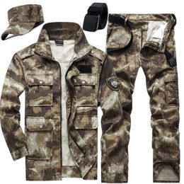 Camouflage Suits Mens Summer Wear-resistant Breathable Multiple Pockets Jackets Cargo Pants Outdoor Hunting Military Sets Male