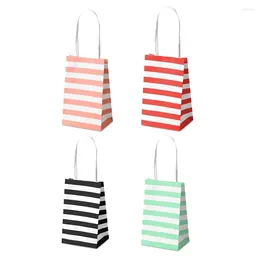 Gift Wrap 5/10Pcs Portable Stripe Mini Shopping Kraft Paper Bag Wedding Party Favors Handbag Gifts Packaging Bags Clothes Jewelry Packing