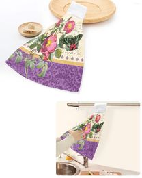 Towel Antique Plant Flower Butterfly Hand Towels Home Kitchen Bathroom Hanging Dishcloths Loops Quick Dry Soft Absorbent Custom