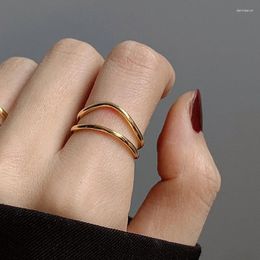 Cluster Rings Fashion Silver Gold Color Open Finger Ring Double Layers Cross Punk Geometric For Women Girl Jewelry Gift Dropship Wholesale