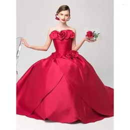 Party Dresses Elegant Red Flower A-line Princess Evening Dress Fashion Female Formal Banquet Prom Gowns