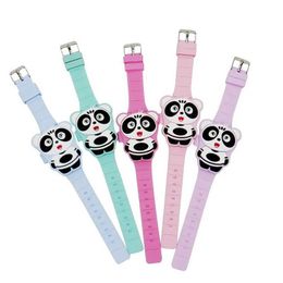 Children's watches New Fashion Kids Watch Cute Panda LED Digital Watches for Girls Boys BPA Free Silicone Band Clamshell Design Children Wristwatch Y240527
