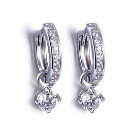 Fine 0.5Ct Round Cut 14K White Gold Drop Lab Diamond Customised Earrings Jewelry