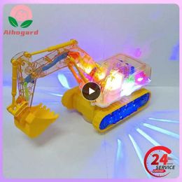 Diecast Model Cars TiTok Same Electric Universal Transparent Mechanical Gear Excavator Colour Light Music Engineering Car Model Toy Boy Gift S2452722