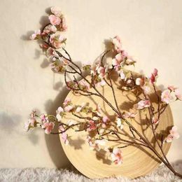 Decorative Flowers Artificial Flower Cherry Spring Plum Blossom Peach Branch 97cm Silk Tree Bud For Wedding Party Decoration