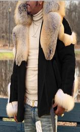 Woollen coats for men faux fur turndown collar jackets long sleeve warm overcoats8850138