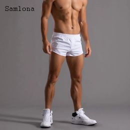 Samlona Plus Size Mens Fashion Leisure Shorts Sexy Elastic Waist Short Pants Summer Casual Beach Shorts Male Clothing 240527