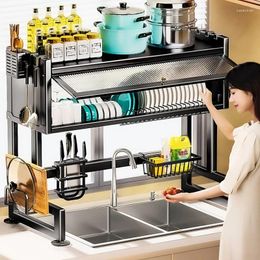 Kitchen Storage Sink Shelf Scullery Cupboard Drying Dish Countertop Organiser Draining Rack