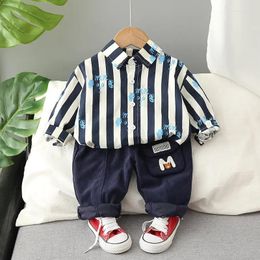 Clothing Sets Spring Autumn Children Boys Girls Lapel Shirt Pants Jeans 2Pcs/Sets Infant Clothes Suit Fashion Baby Casual Tracksuits 0-5