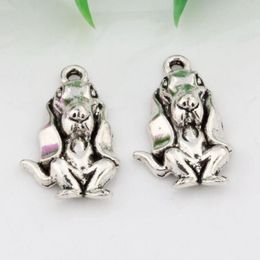 Hot 150pcs Antiqued Silver Alloy Basset Hound Dog Charms Pendant DIY Jewelry fit Necklace Bracelet 14 5X25 5MM 268y
