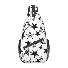 Backpack Black And White Star Sling Bag For Women Men Print Crossbody Shoulder Bags Casual Chest Travel Hiking Outdoor