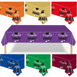 Table Cloth Waterproof Graduation Party Decorations School Gongrats Grad Tablecover For Supplies Plastic Tablecloths Rectangle Tables