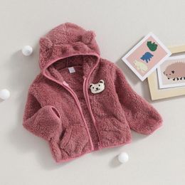 Jackets Baby Girls Boys Coats For Winter Fuzzy Kids Jacket Cute 3D Bear Hooded Zipper Closure Fleece Born Outerwear Tops