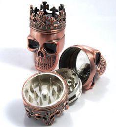 Super Grinder Metal King Skull Metal Tobacco Herb Grinder Skull Grinder 3Part Spice Crusher Hand Muller Magnetic with Sifter6235816