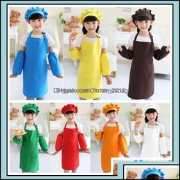 Aprons Textiles Home Gardenkids Pocket Craft Cooking Baking Art Painting Kitchen Dining Bib Children Kids 10 Colors Drop Delivery 20 Dhity
