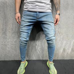 Men's Plus Size Pants New Stylish Stretch Slim Denim Straight Biker Skinny Men Ripped Jeans 174f