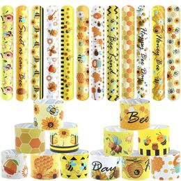 Party Favour 10pcs Bee Clapping Circle Cute Funny Cartoon Sunflower Children's Slap Bracelets Happy Birthday Kids Toy Gifts