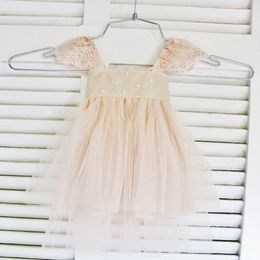 RUE DEL SOL blush flower girl dress French lace and silk tulle dress for baby girl blush princess dress blush tutu 298r