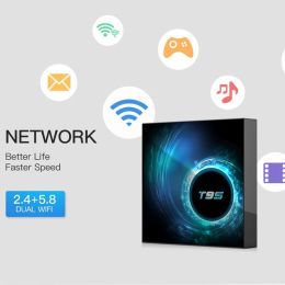 FULL-T95 Smart TV Box 6K 2.4G & 5G Wifi Support BT 6K 32Gb 4K Quad Core Android 10 Set-Top Box Media Player(EU Plug)