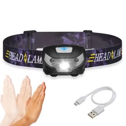 6000Lm Powerful Headlamp Rechargeable LED Headlight Body Motion Sensor Head Flashlight Camping Torch Light Lamp With USB 300T