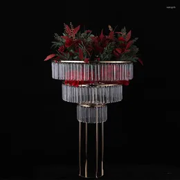 Party Decoration Gold White Silver Candle Holders Metal Candlestick Flower Stand Vase Table Centerpiece Event Rack Road Lead Wedding Decor