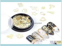 beauty sky nail decorations Art Salon Health Beautybox Hollow Out Gold Glitter Sequins Snow Flakes Mixed Design For Arts Pillett7140785