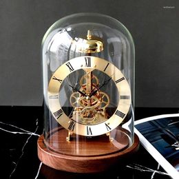 Table Clocks Mechanical Desk Clock Metal Wood Office Tabletop Luxury Interior Aesthetic Bedroom Decoration Accessories