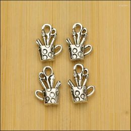 Charms High Quality 20 Pieces/Lot 12mm 19mm Antique Silver Plated Or Gold Colour Pen Brush Pot Holder For Jewellery Making