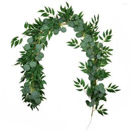 Decorative Flowers 2m Artificial Plant Eucalyptus Rattan Willow Leaf Wedding Decoration Holiday Party Simulation Home